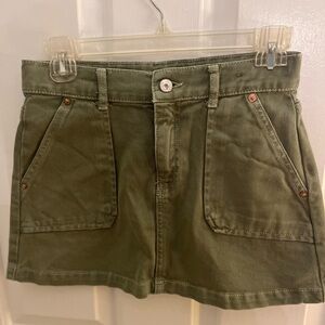 Zara Girls Size 13-14 Olive Green Denim Mini Skirt
